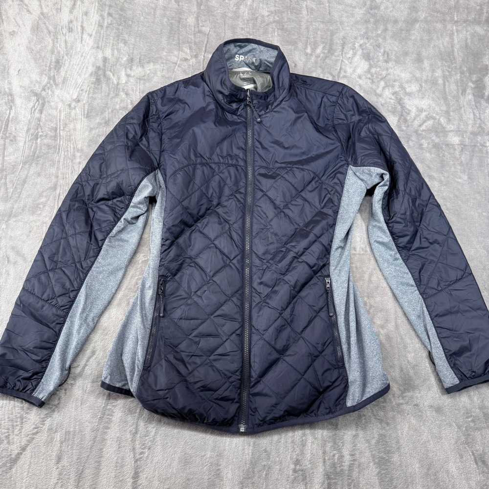 Cutter & Buck Jacket Mens XL WeatherTec Packable Quilted Hybrid Navy Gray Golf